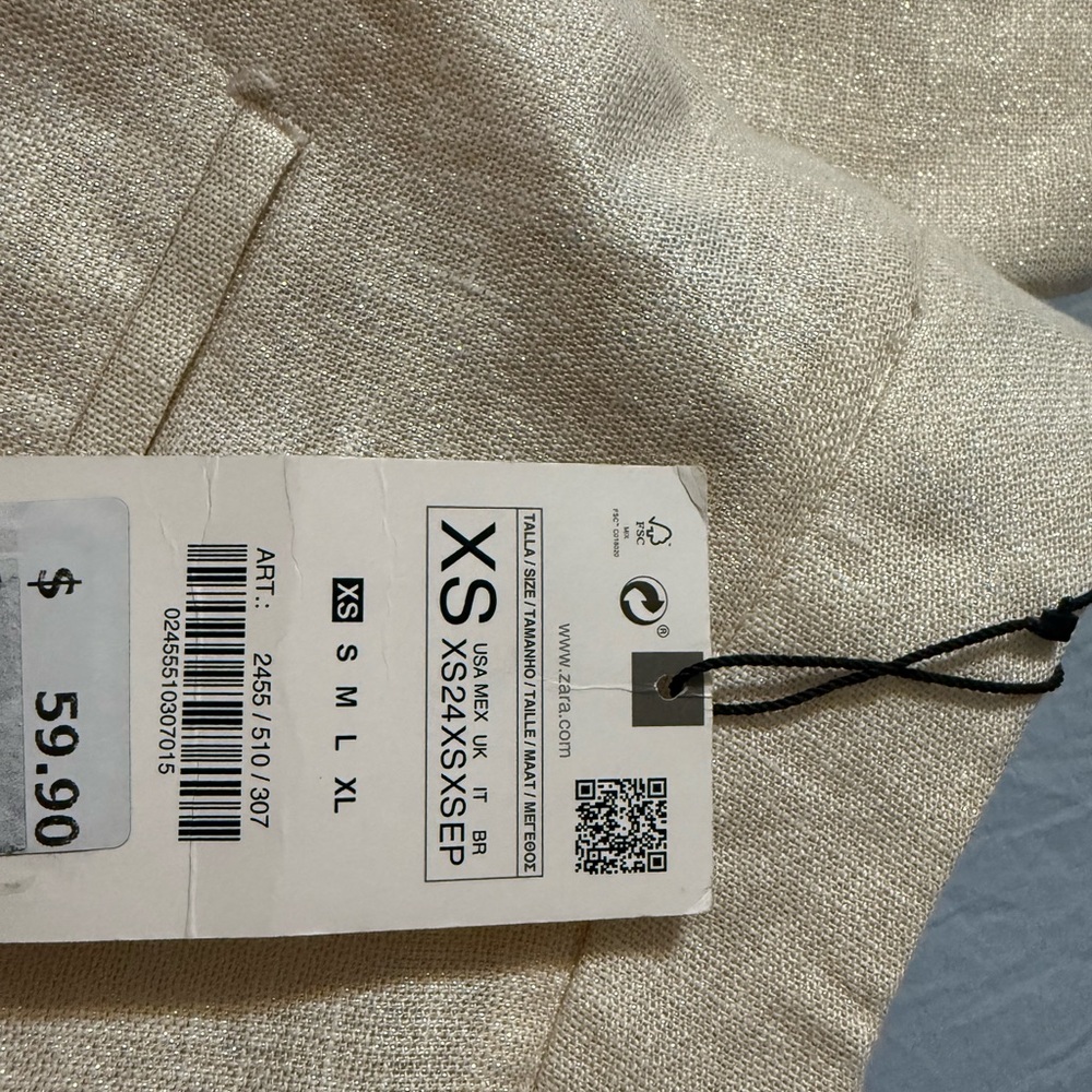 ZARA HIGH WAISTED PANTS WITH METALLIC THREAD